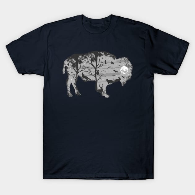 Wild Bison Silhouette T-Shirt by Mako Design 